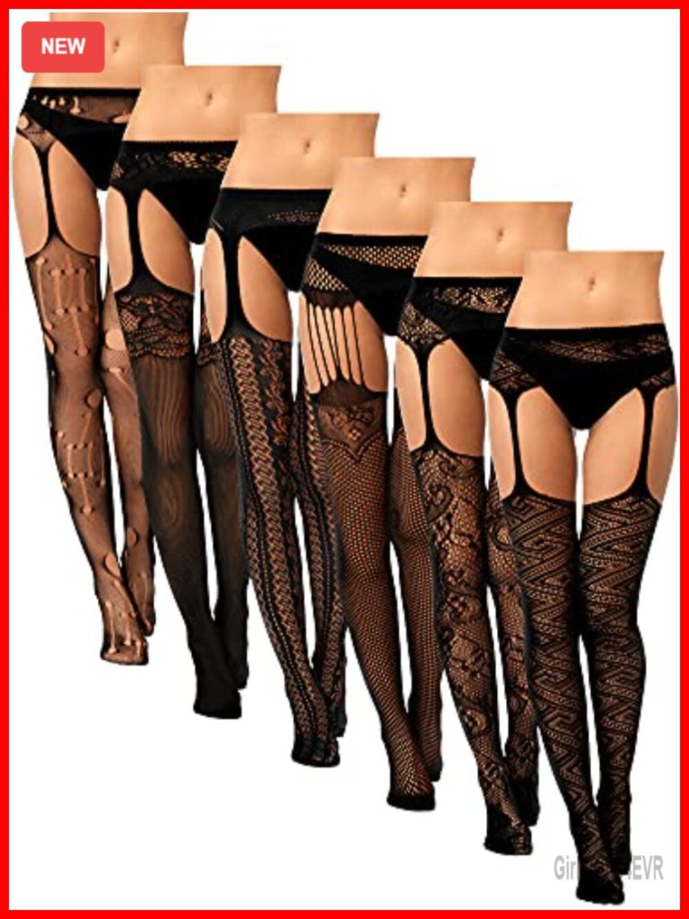 6 Pairs Fishnet Thigh High Stockings Nylon Spandex Garter Pantyhose